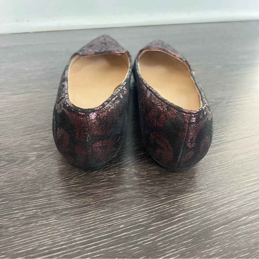 Amalfi by Rangoni Pointed-Toe Dress Loafers with Metallic Burgundy Made in Italy